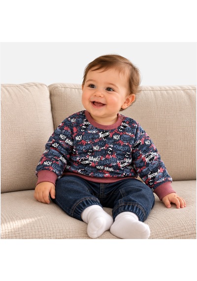 Bebe Bebek Sweatshirt Gri - Kırmızı