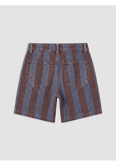 Lcw Jeans Lacivert Yüksek Bel Çizgili Kadın Jean Şort