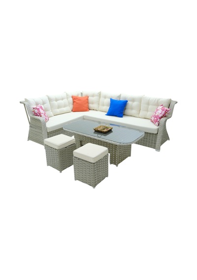 Serena Rehome Rattan İki Puflu L Köşe Takımı 316