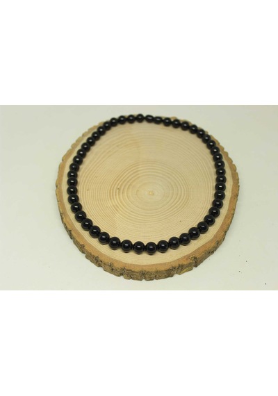 Obsidyen Taşı Kolye 8mm (Klipsli) Altın