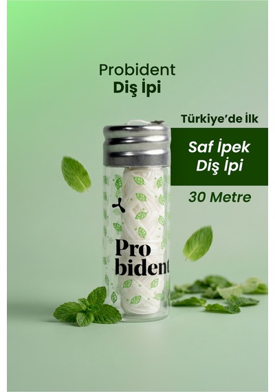 Doğal Saf Ipek Nane Aromalı Diş Ipi Plastiksiz Cam Şişede 30m Hassas Diş Eti Temizliği
