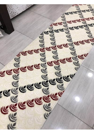Saray Halı Samyeli 10942 Wk 80X300 Krem Kırmızı Gri Yolluk !