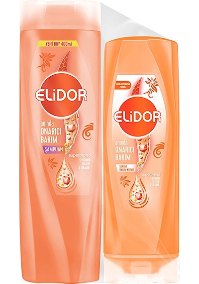2 Adet Elidor Onarıcı Şampuan 400 Ml + Saç Bakım Kremi 200 Ml