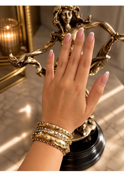 Gizovia Roma Işıltısı Gold & Silver Üçlü Bileklik Seti Altın - Gümüş