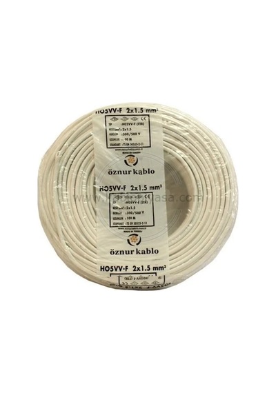 Ttr Ho5vv-f 2x1.5 Mm2 Beyaz Kablo, Pvc İzoleli, Çok Damarlı, 300/500v, 1 M