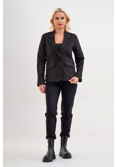 Bold & Young Kadın Baskılı Kadife Blazer Ceket Likralı Pamuklu Kumaş, Astarlı, Çift Cepli Siyah Desenli Bold & Young Kadın Baskılı Kadife Blazer Ceket Likralı Pamuklu Kumaş, Astarlı, Çift Cepli Siyah Desenli