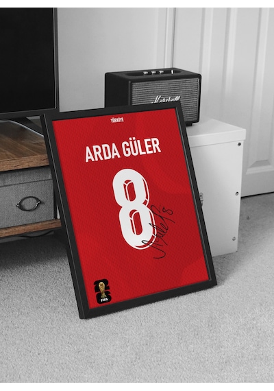 Arda Güler 8 Türkiye Milli Takım Forma Tasarrımlı Poster Siyah Çerçeveli