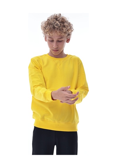 Sarı Erkek Çocuk Sweatshirt Pamuklu Rahat Kalıp Günlük Model Sarı