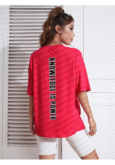 Uyguntarz Unisex Knowledge İs Power Baskılı Tasarım Tshirt Kırmızı
