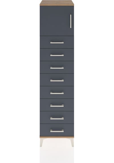 Hyperion Dolap Tek Raflı 8 Çekmeceli Tek Kapaklı 44x44x182 Ça... Çam