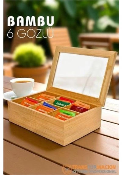 Poşet Çay Kutusu Ahşap Sallama Çay Organizer Kahve Şeker Aksesuar Kutusu 721846