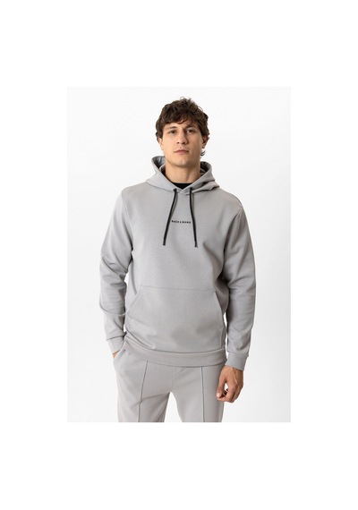Backandbond Gri Regular Fit Pamuklu Kapüşonlu Sweatshirt Açık Gri