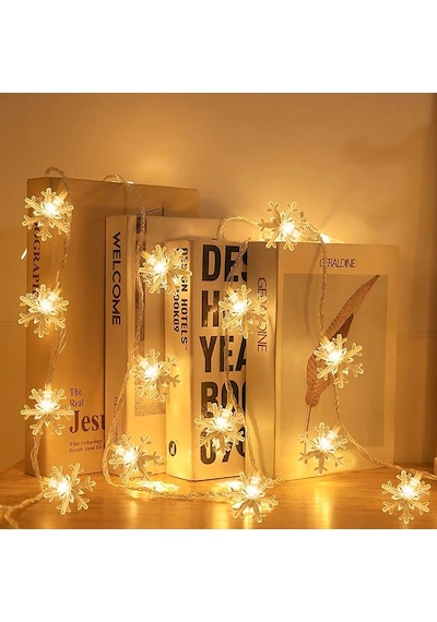 Yüksek Kalite 5 Metre Gün Işığı Kar Tanesi Led Işık Sabit Yanar 20 Ledli Fişli Noel Yılbaşı Işığı