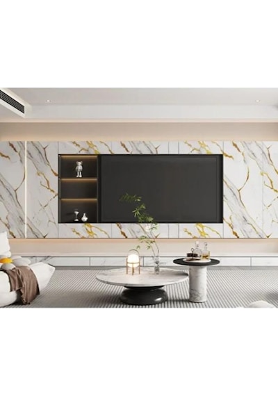 Shiny Yaldız-gold Mermer Desenli 60x30cm Yapışkanlı Mutfak Banyo Kaplama Duvar Paneli Kağıdı Ls6010 Altın