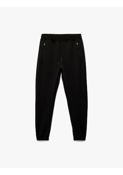 Koton Straight Fit Beli Bağcıklı Jogger Erkek Eşofman Altı 6wam40029nk Siyah
