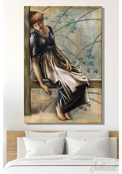 Duvar Tablosu Dikey Kanvas Tekli Salon Yatak Odası Ofis Sir Edward Burne-jones Bahçe Avlusu