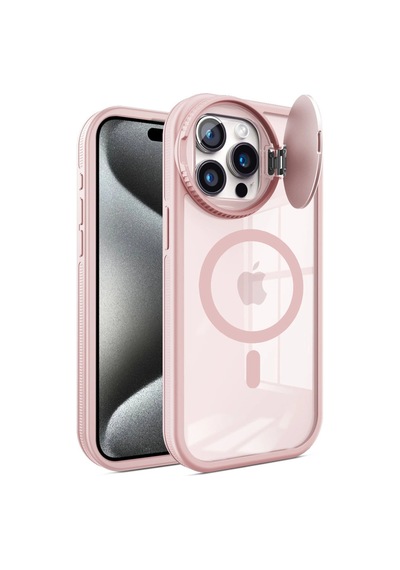 Apple Uyumlu iPhone 14 Pro Max Kılıf Teleskop Lens Magsafe Silikon Kapak Pembe\