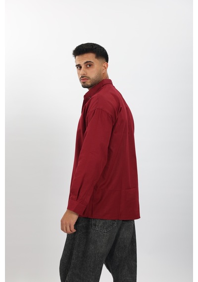 Mcz Giyim Bordo Renk Oversize Uzun Kollu Erkek Gömlek