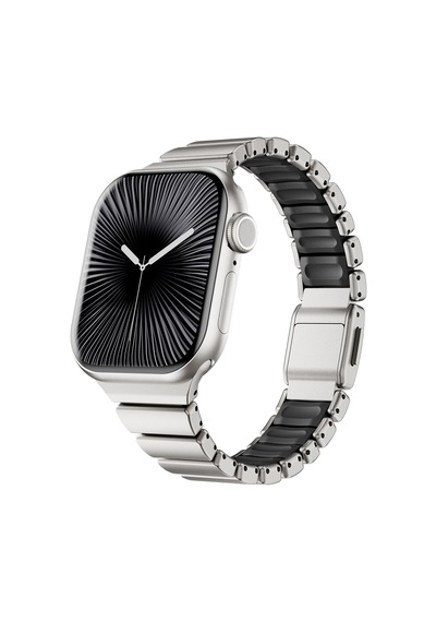 Apple Uyumlu Watch  10 42mm Saf Hafif Metal Silikon Sportif Kordon Manyetik Tokalı Dlc Kaplama Krd-149