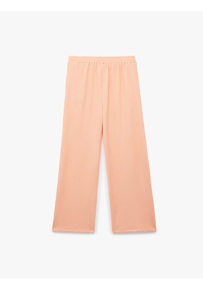 Koton Bağlamalı Bürümcük Kumaş Geniş Paça Pantolon Pembe 6skg40179ak Gül