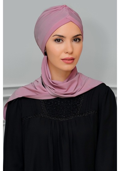 Hürrem Bone Gül Kurusu Pratik Hazır Geçmeli Tesettür Bone Sandy Kumaş Taçlı B (545491031) Gülkurusu