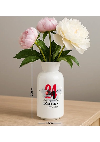 Bk Gift Kişiye Özel Öğretmenler Günü Tasarımlı Seramik Vazo-3, Ev Hediyesi, Öğretmene Hediye Kobitmeyencom35084 Bk Gift