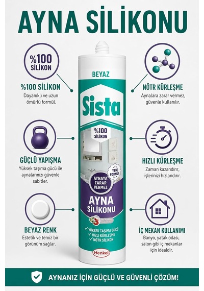 Ayna Silikonu Beyaz %100 Silikon Nötr Kürleşmeli Güçlü Yapıştırıcı Diğer
