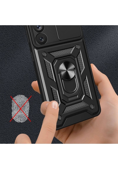 Galaxy A54 Kılıf Magnetik Standlı Kamera Korumalı Zore Sürgülü Vega Kapak Mavi