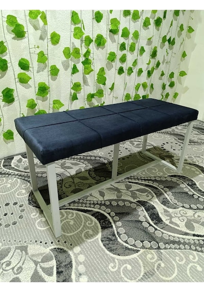 Özcan Metal Puf Bench Metal Ayaklı Bench Puf Bank Antre Mutfak Salon Yatak Odası Puf Bank 105 40 Lacivert