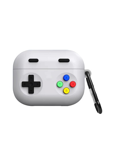 Caseonn Samsung Uyumlu Galaxy Buds 3 Pro Kılıf Karakter Figürlü V2 Retro Gamepad Gri