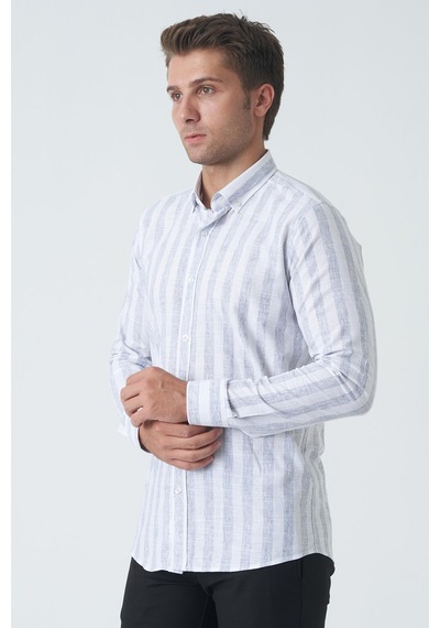 White Stone Armagh Slim Fit G2002 Pamuklu Keten Gömleksiyah-siyah Siyah