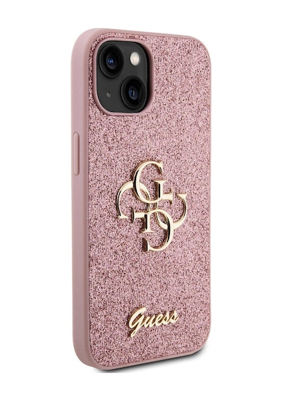 Apple Uyumlu iPhone 15 Kılıf Guess Lisanslı 4g Büyük Metal Logolu Glitter Kapak Siyah