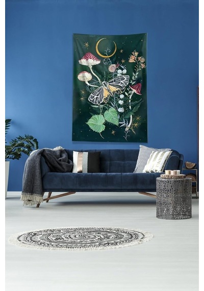 Pelangi Multirenk Mushroom Mantar Leke Tutmaz Kadife Kumaş Duvar Örtüsü Duvar Halısı Tapestry Dwll373, 70 X 100 Çok Renkli