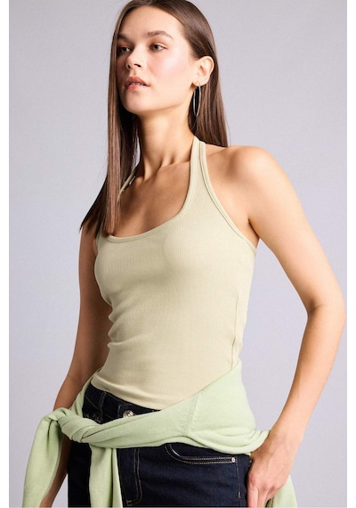 Defacto Fıtted Halter Yaka Fitilli Kaşkorse Atlet H8088ax26smkh445 Haki-kh445