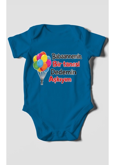 Morivokids Babaanneye Ve Dedeye Özel Kısa Kollu Bebek Body %100 Pamuk Zbn161-kk Koyu Mavi