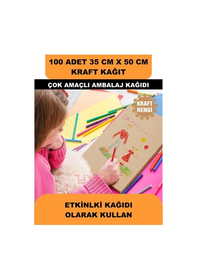 100 Adet 35cm X 50cm 100 Gr. Baskısız Kraft Kağıt, Hediye Ürün Paketleme, Oto Paspası, Çocuk Etkinlikleri