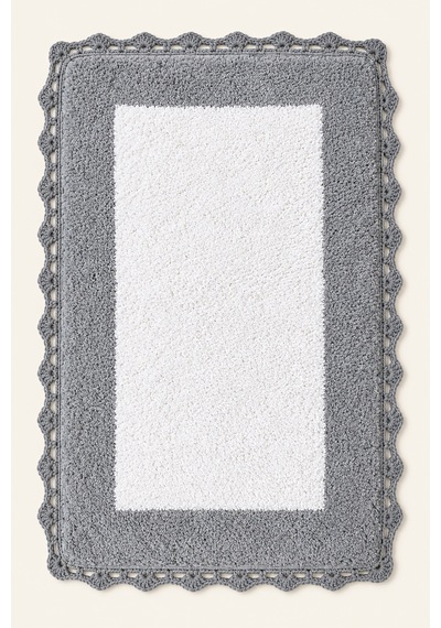 Alanur Bodrum Tufting Cotton Pamuklu El Işi Örgülü Paspas 108 70 X 120 Cm Beyaz - Gri