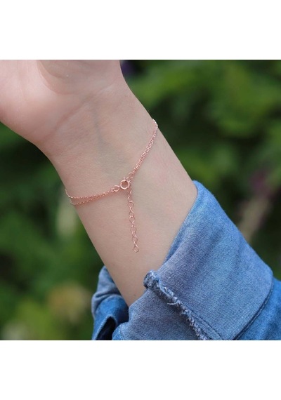 Açık Mavi Yıldız Figürlü Mine İşli Rose Gold Kaplama Gümüş Bileklik Gümüş
