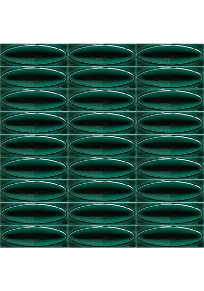 Armada Çini 7x21 Cm Elips Yeşil Desenli Çini Seramik Karo