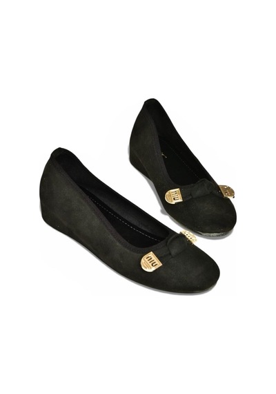Fox Shoes Y250750702 Siyah Süet Alçak Dolgu Tabanlı Kadın Ayakkabı Siyah