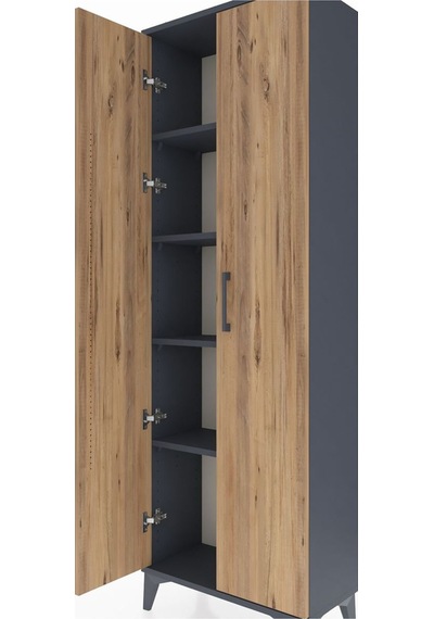 Arges Dolap 4 Raflı 2 Kapaklı 60x30x182 Antrasit-çam Antrasit