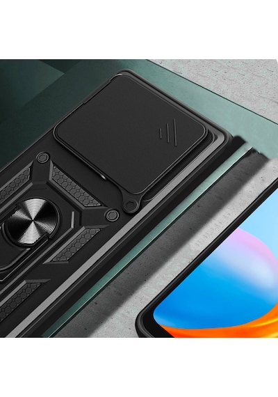Zore Huawei Pura 70 5g Kılıf Magnetik Standlı Kamera Korumalı Ogaa Sürgülü Vega Kapak - Siyah