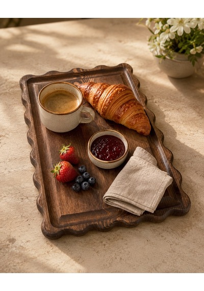 Fam Wood Art Dikdörtgen Papatya Doğal Ahşap Peynir Ve Sunum Tabağı, Kahvelik, Yağdanlık, Pasta Ve Kek Standı %100 Çam Kahverengi - Ceviz