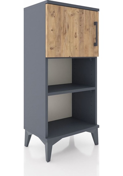 Arges Komodin 2 Raflı Tek Kapaklı 44x30x96 Antrasit-çam Antrasit