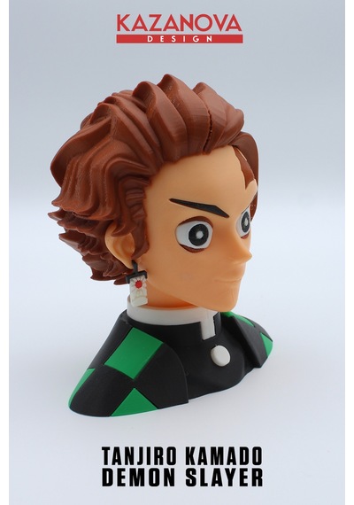 Kazanova Design Tanjiro Kamado Büst Figür 13 Cm Demon Slayer Kimetsu No Yaiba Anime Dekoratif Hediyelik