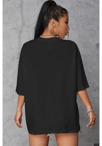 Uyguntarz Unisex Kalp Baskılı T-shirt Siyah