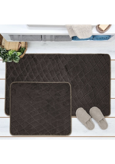 Soft Holly 2'li Banyo Paspası - Antrasit - 60x100 Cm + 50x60 Cm Renkli
