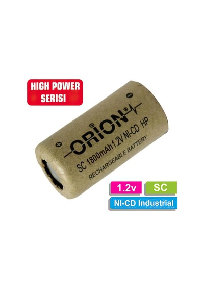 Orion High Power Serisi 1800 mAh 1.2 V SC Boy Ni-CD Industrial Şarj Edilebilir Pil