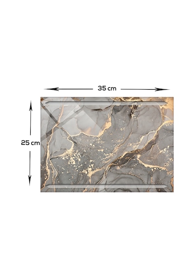 Kanallı Cam Kesme Tablası | Gri Gold Mermer | 25cm x 35cm