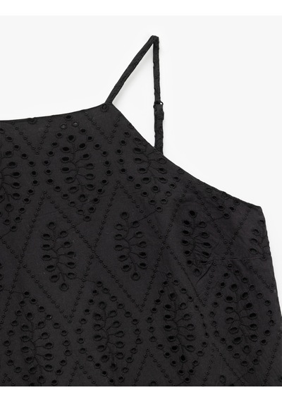 Koton Pamuklu A Kesim Mini Halter Yaka İnce Askılı Fisto Elbise Siyah 5sak80105pw Siyah
